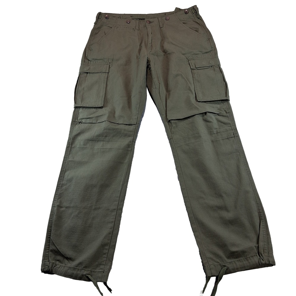 MNML Cargo Pants Mens 36 Green Tactical Ripstop Utility Combat Drawstring Hem